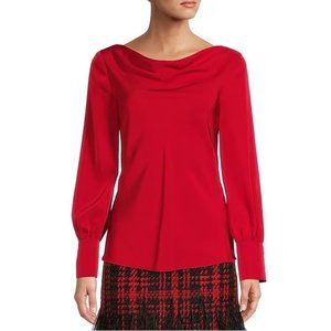 Antonio Melani Red Bowie Satin Blouse, XS